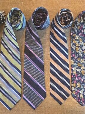Men's Extra Long XL Lot Of 6 Designer/Vintage 100% Silk Ties